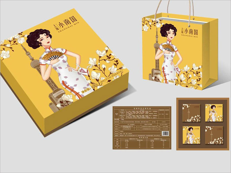 上海小南國月餅禮盒包裝設(shè)計(jì)，手繪老上海風(fēng)，獨(dú)具特點(diǎn)