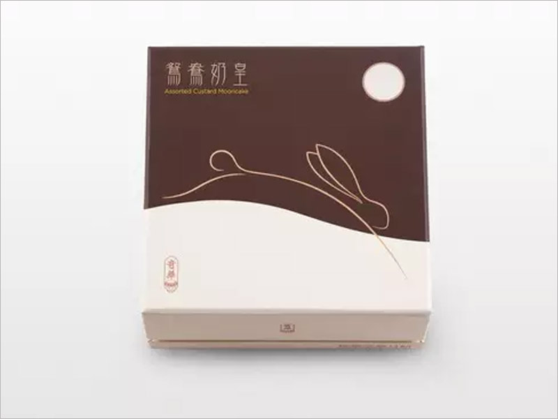 鴛鴦奶皇月餅包裝設(shè)計(jì)，寥寥數(shù)筆，簡潔傳神。