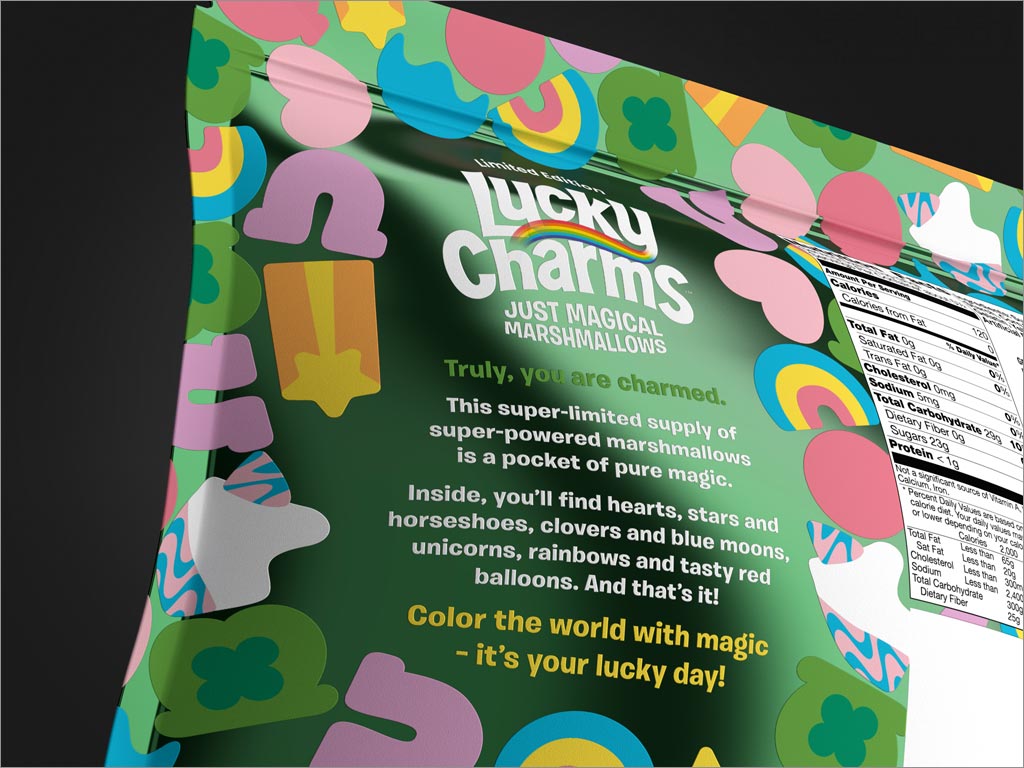 美國Lucky Charms Just Magical棉花糖包裝設(shè)計之背面細節(jié)展示